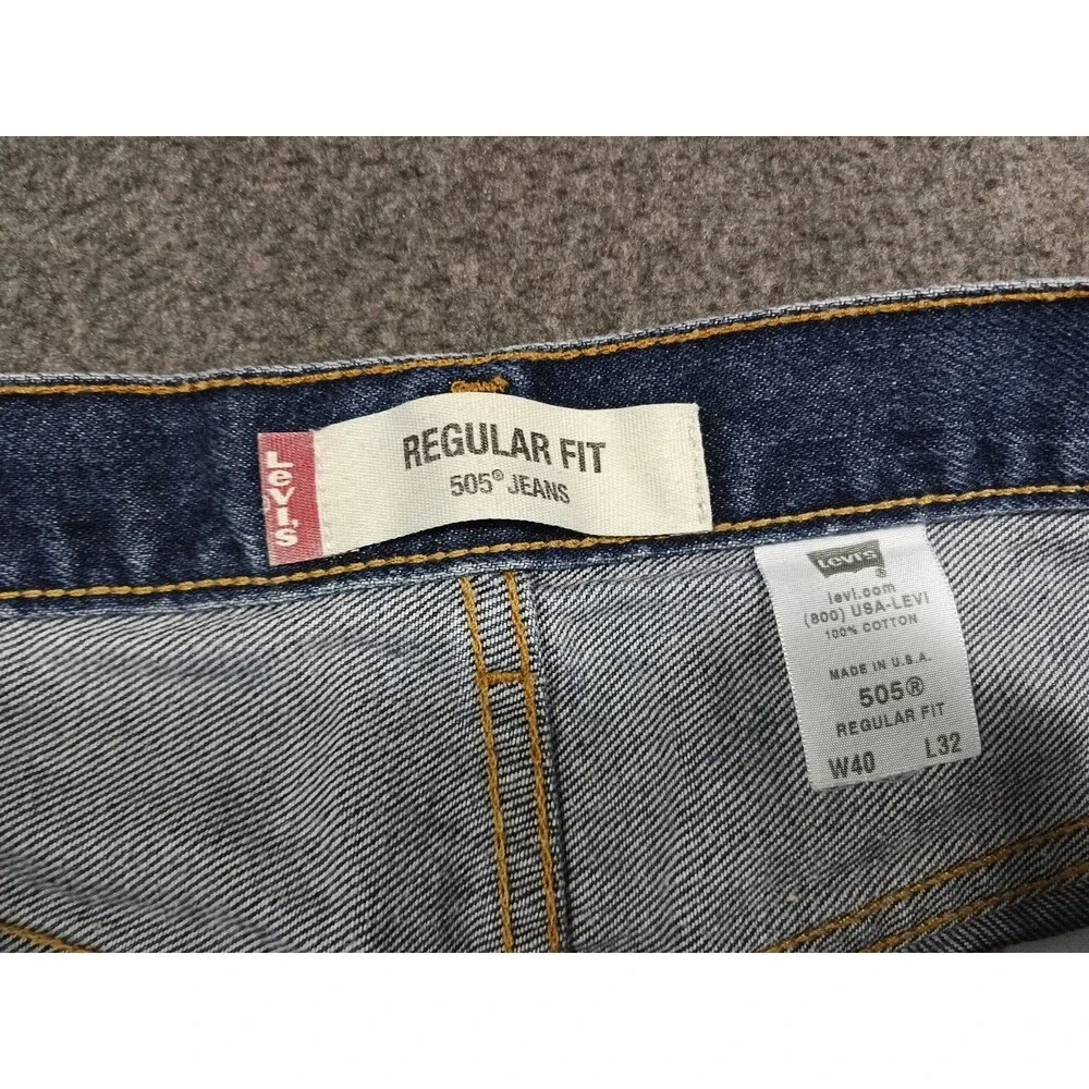Levi's 505 Jeans Regular Fit Blue Denim Men's Size 40/32